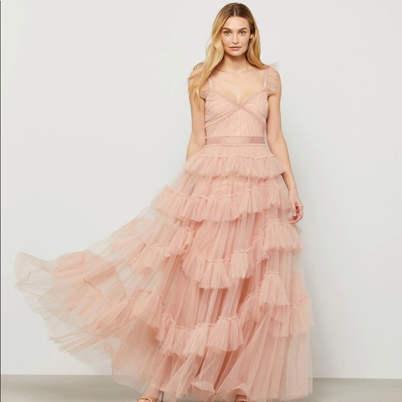 Bare pink Tulle evening dress - Picture 5 of 8